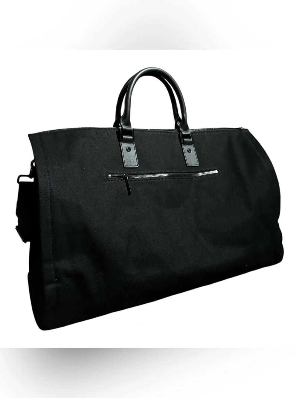 NWOT Hooks & Albert Canvas Leather Garment Bag Black